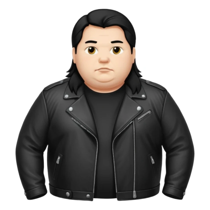 Long hair fat men in leather jacket sticker