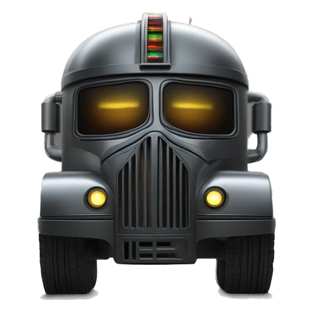 Darth Vader’s armored 1936 graphite colored school bus with horizontal holographic flames  sticker