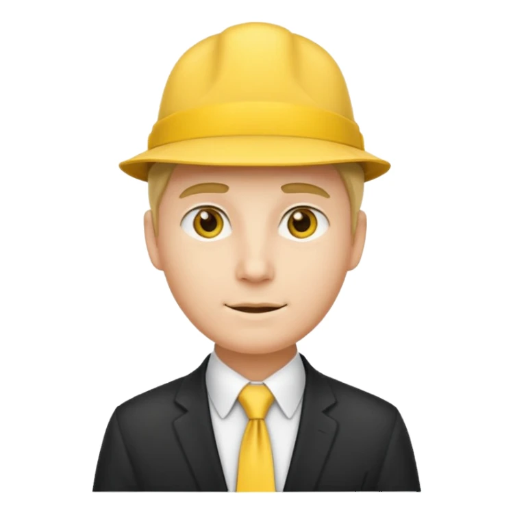 a man with yellow tie and hat sticker