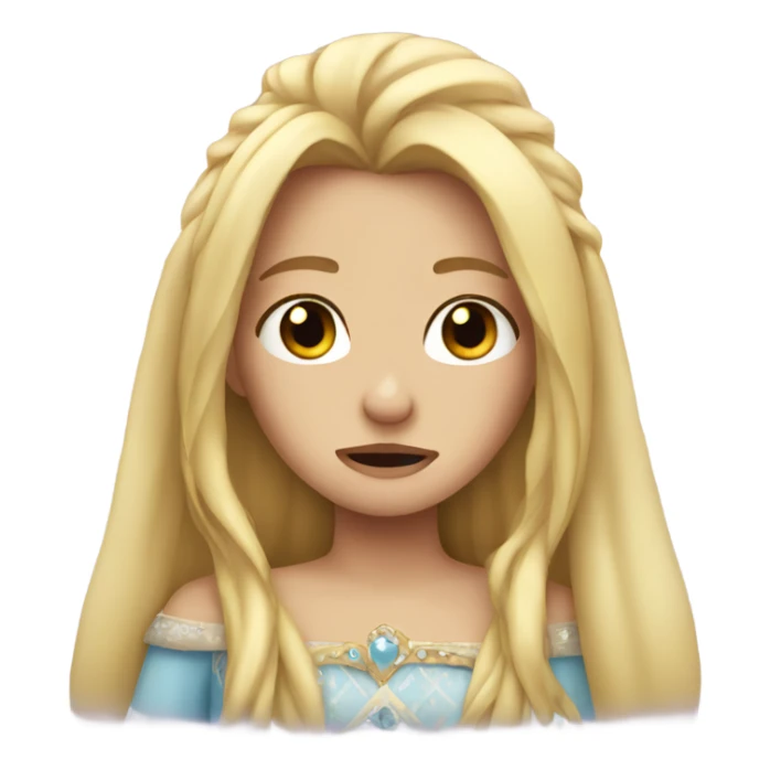 Crying princess with long blonde hair sticker