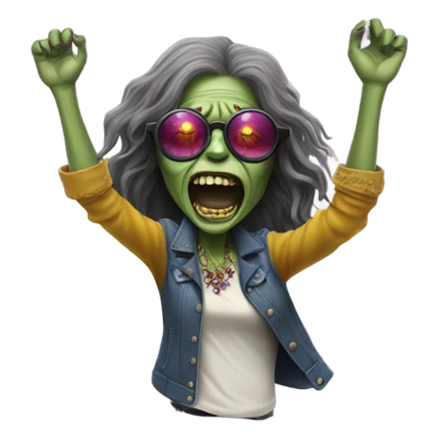  janis joplin zombie  dancing with circle glasses sticker