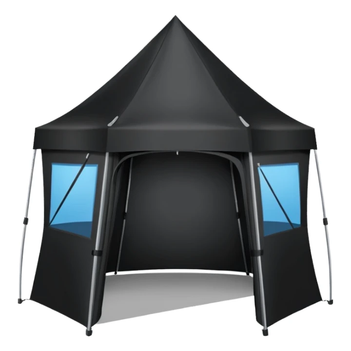 black pop up standing tent open sticker
