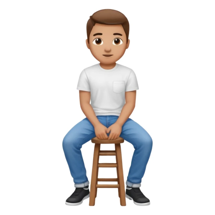 a person sitting on stool with full face backward turn

 sticker