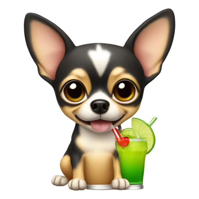 chihuahua with tiki drink sticker
