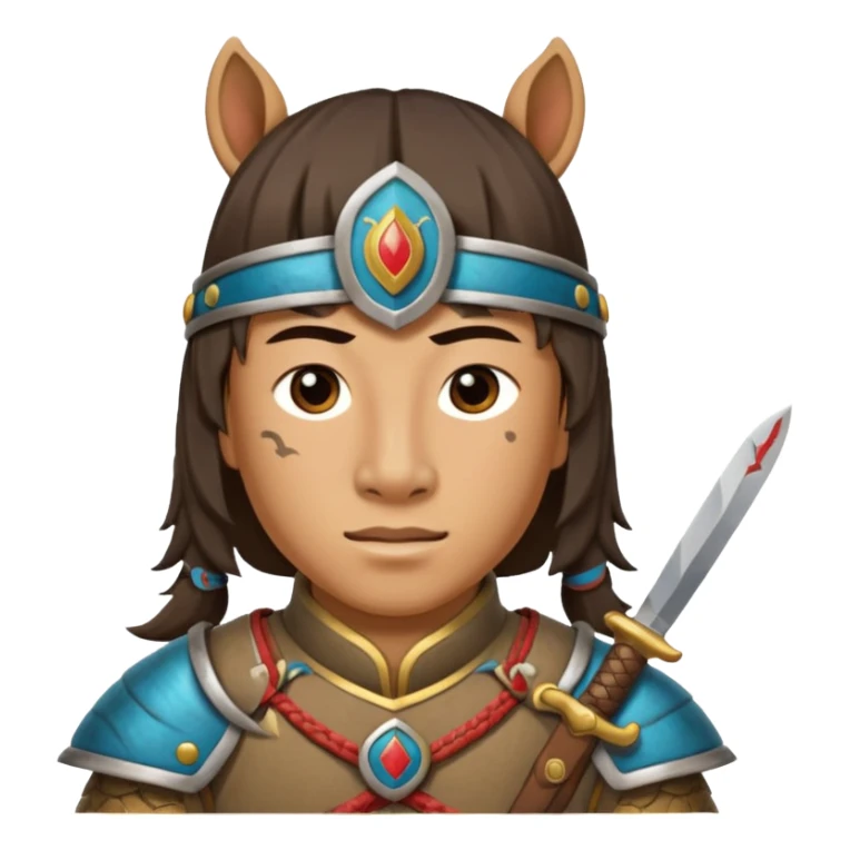 horse face, mogolian ancient army with small knife sticker