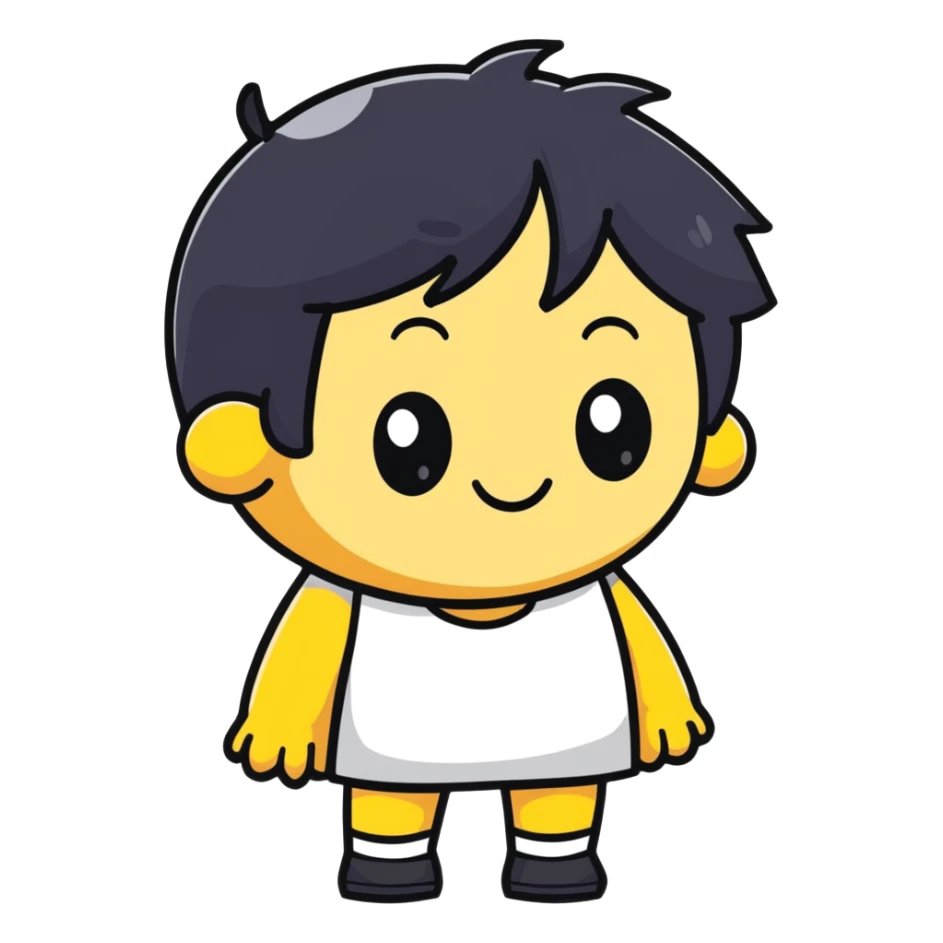 embarrassed white smiley with black hair sticker