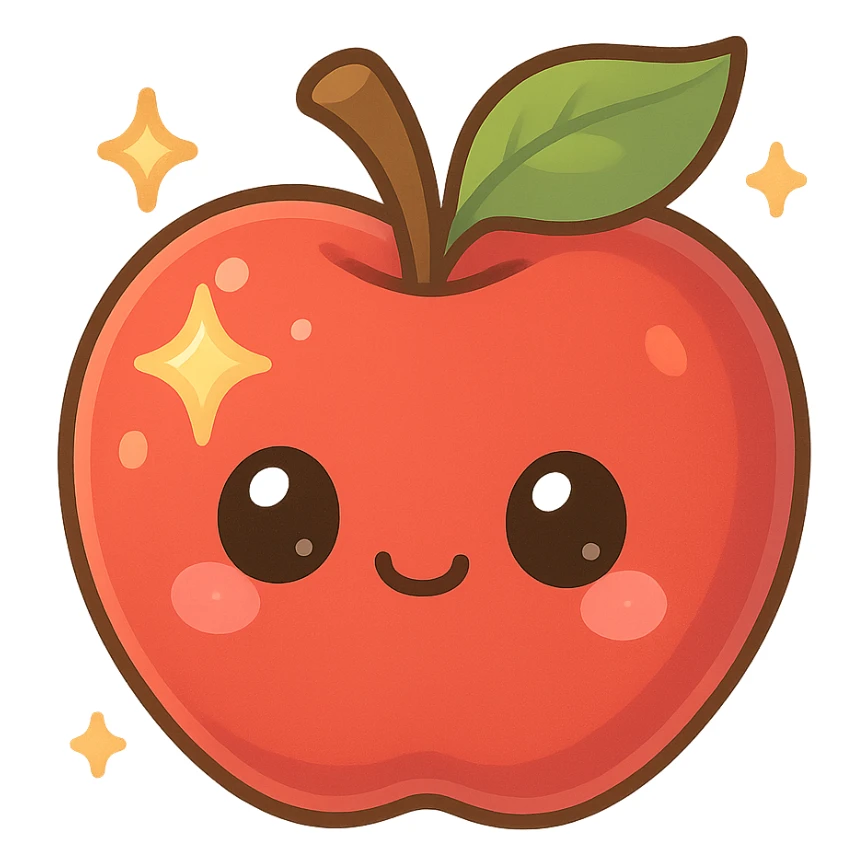 Sparkling Q-version sticker apple, cute and exaggerated sticker