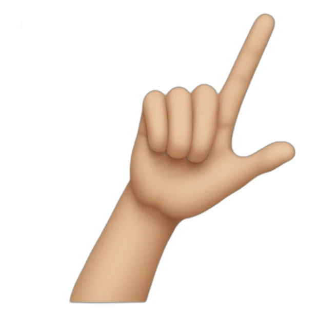 Person point with left hand to upward sticker