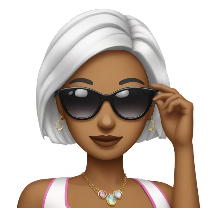 diva girl putting sunglasses on sticker