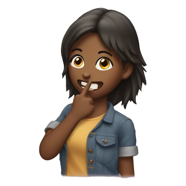 a girl biteing one finger cutley sticker