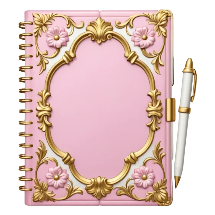 Notebook rococo style, gold and pink and white sticker