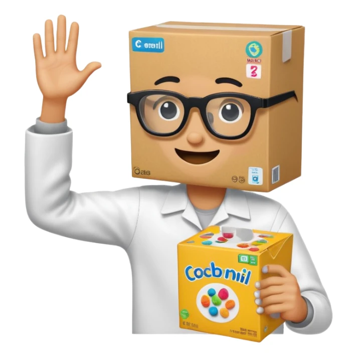 A cereal box doing the dab with cool black glasses sticker