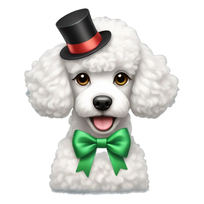 cute white poodle with a New Year's bow sticker