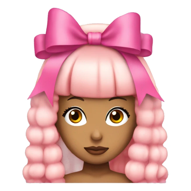 Nicki Minaj wearing a pink bow sticker