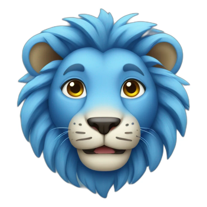 a cute blue cartoon lion sticker