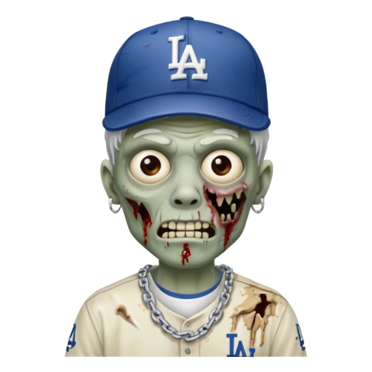 Zombie con gorra de los Dodgers y cadena de plata  sticker