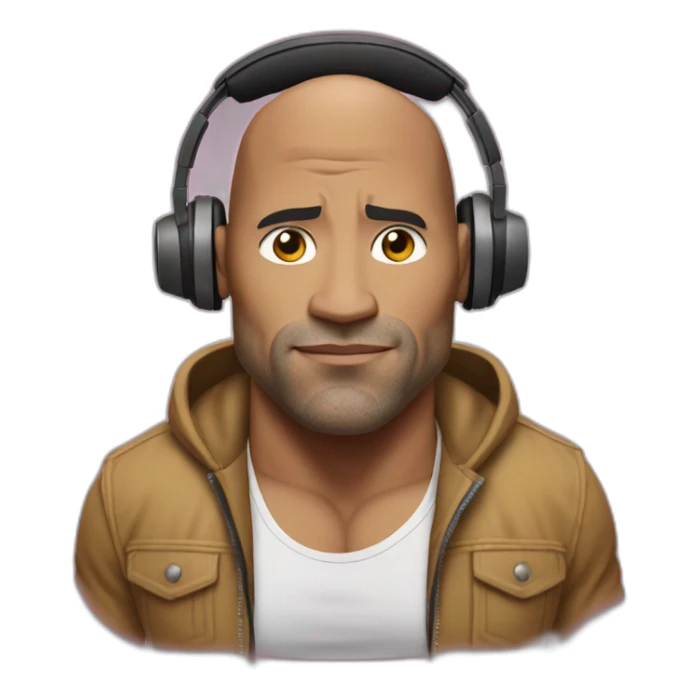 the rock johnson with headphones jacked sticker