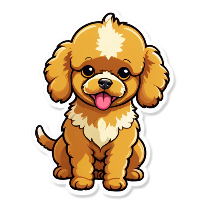 Golden toy poodle vomiting sticker
