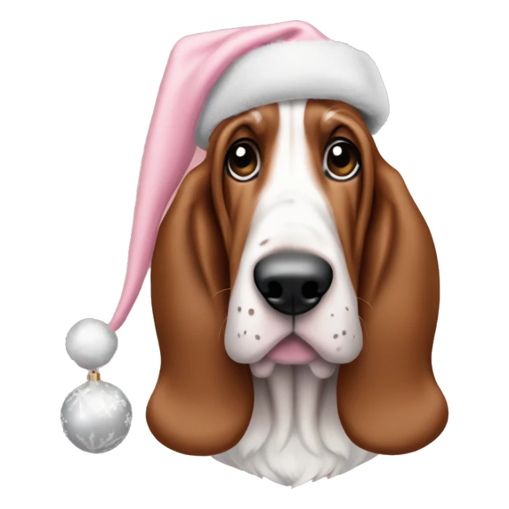 Basset hound pink Christmas couqqet sticker