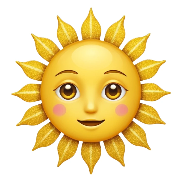 sun in 2d golden glitter in colour sticker