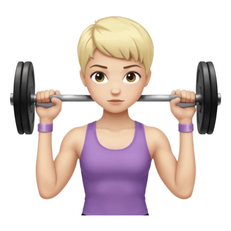 pale gym girl with blonde pixie cut lifting weights sticker