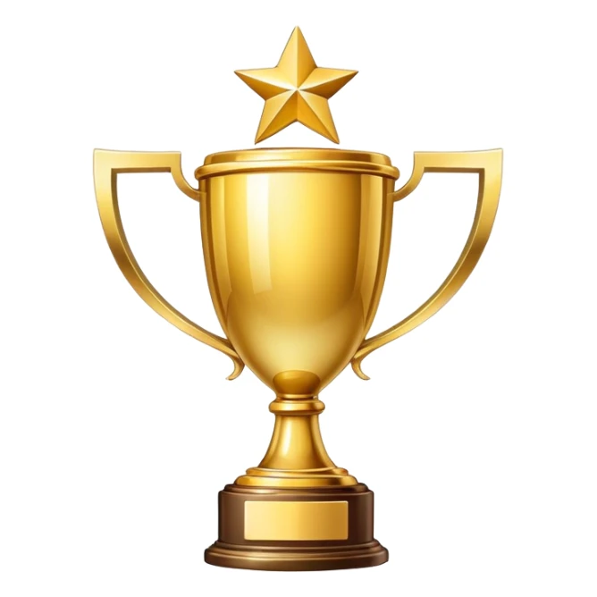 Victory trophy with golden shine sticker