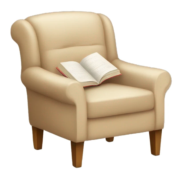 Beige Armchair with blanket and book sticker
