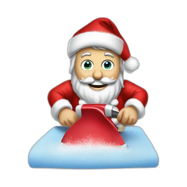 Emanuel macron dressed as santa ironing laundry sticker