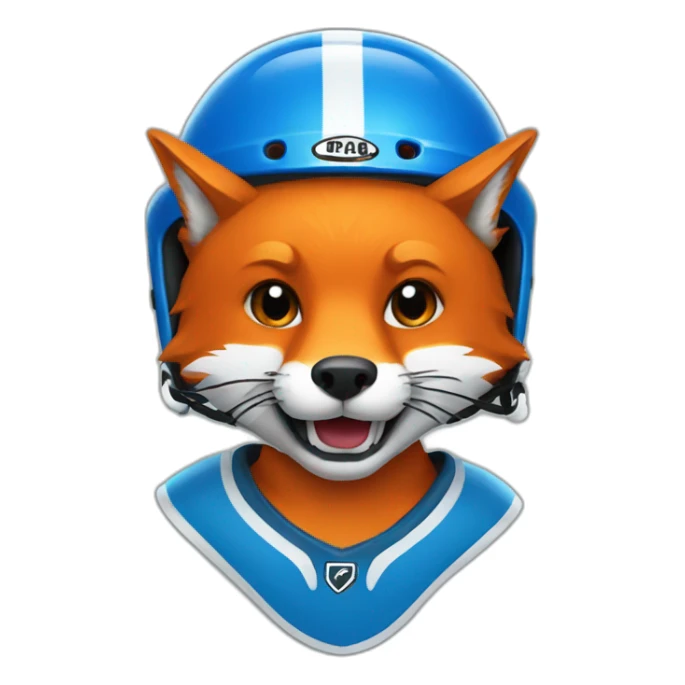 Fox with hockey helmet sticker