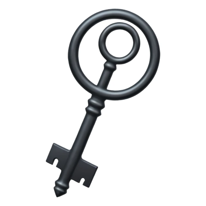 iOS emoji, minimal dark key, flat, fantasy item sticker