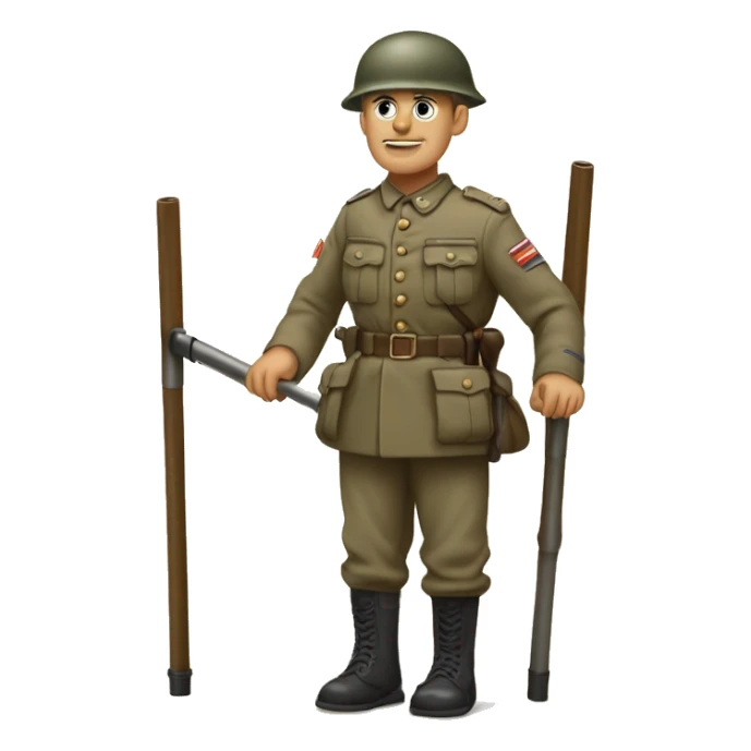 disabled ww1 soldie with amputation on crutches sticker