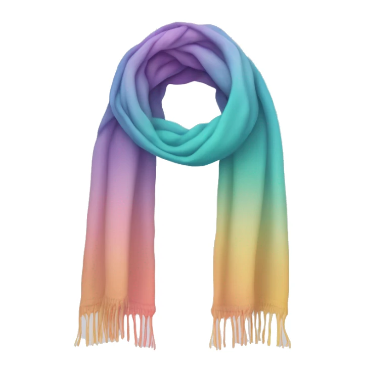 Realistic pastel ombre winter scarf isolated. sticker