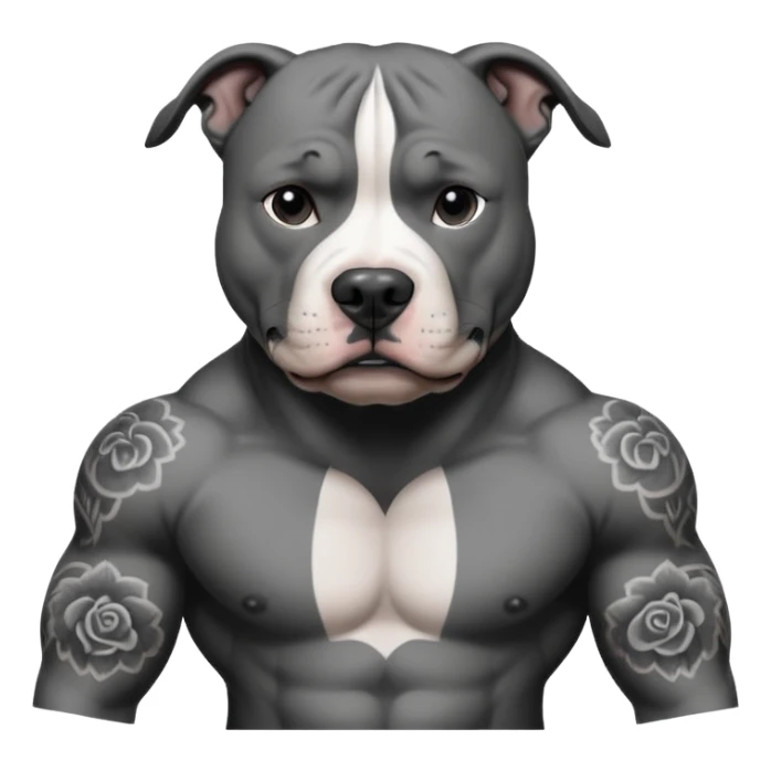 pitbull with body and face tattoo sticker