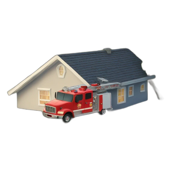 a fire truck sitting on a house sticker