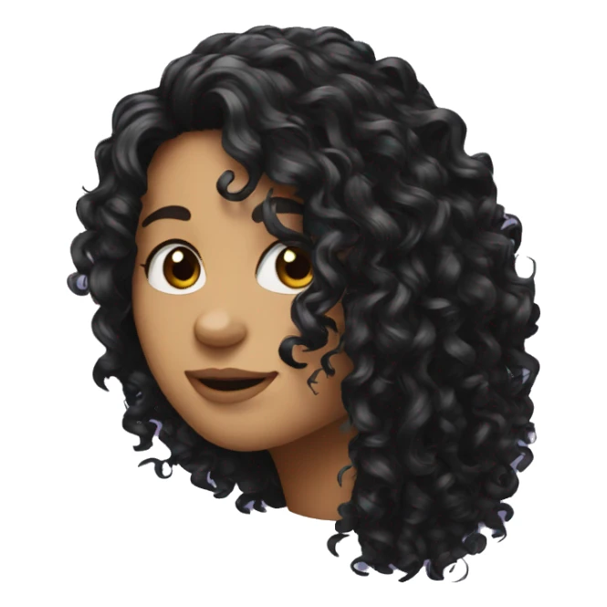 curly black long hair sticker