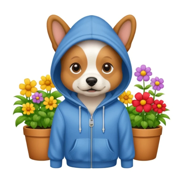 dog in a hoodie, garden background sticker