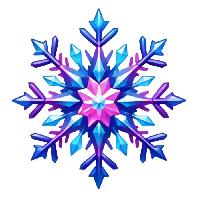 Gradient iridescent Pink indigo violet blue star snowflake  sticker
