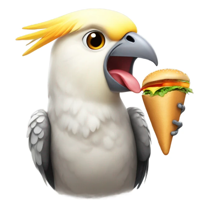 cockatiel bird holding a birger  sticker
