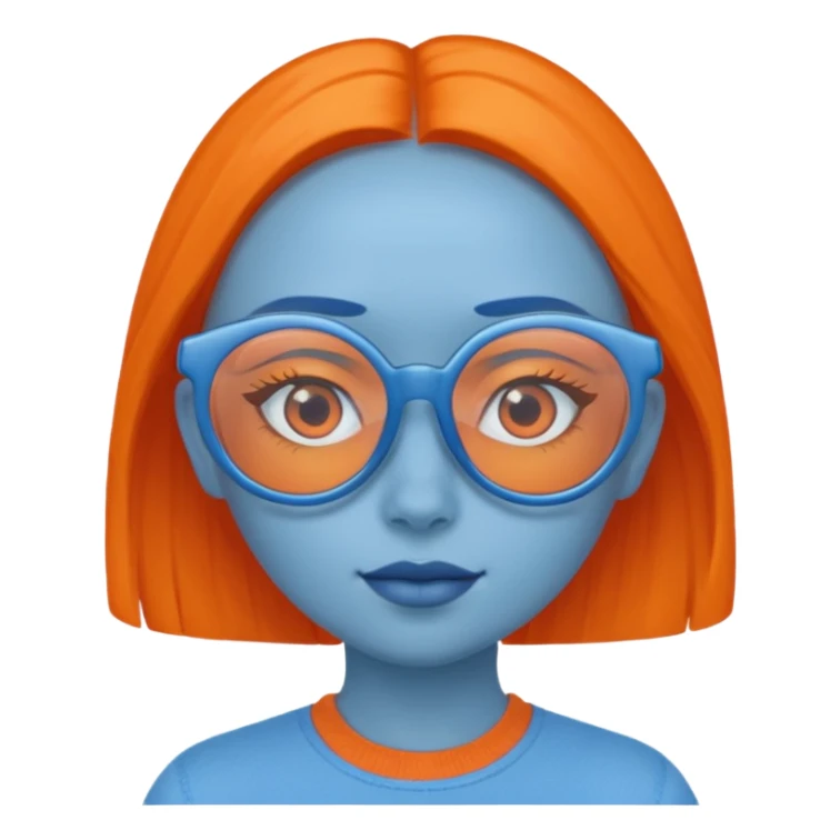 girl blue skinned orange glassed sticker