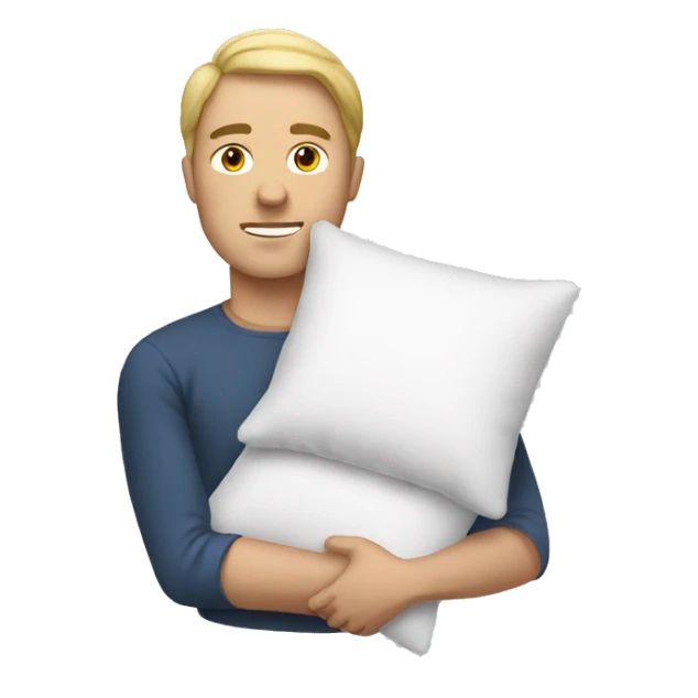 white man holding a pillow sticker