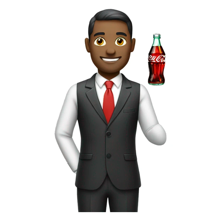 man in a suit with a coca cola in his hand sticker