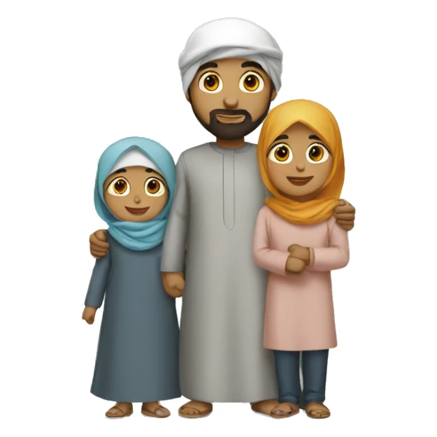 muslim family three kids sticker