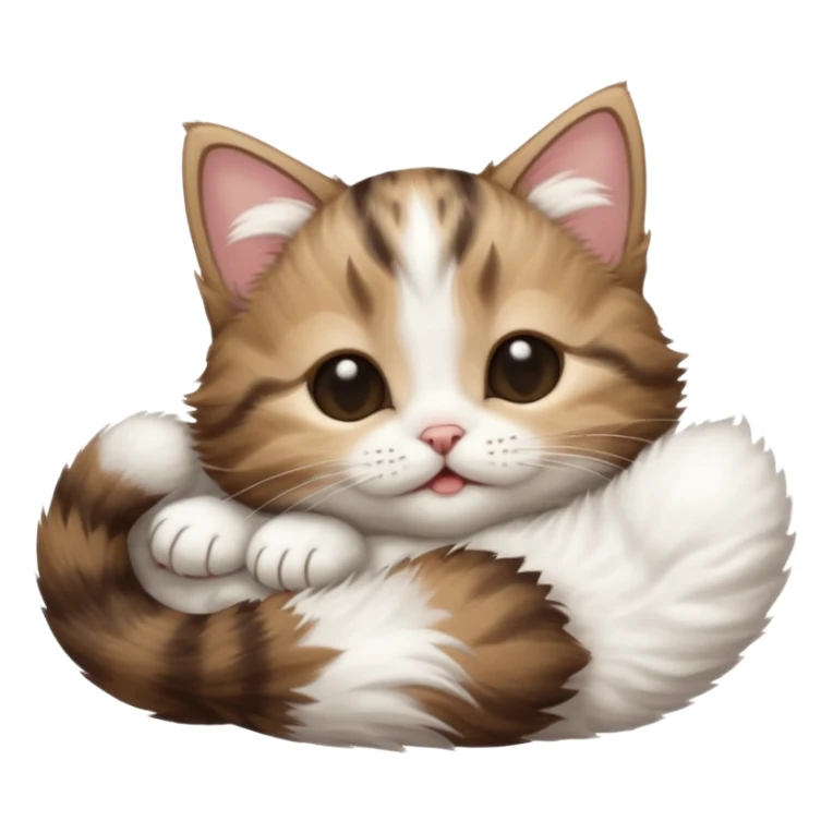 dark brown tabby and white kitten upside down with eyes closed sticker