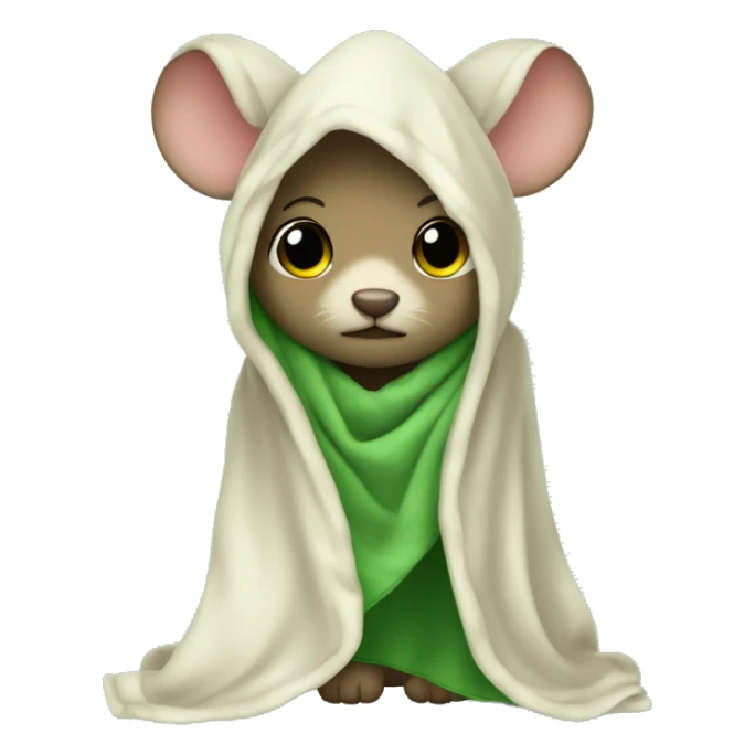 a maus withe a blanket green over her head a little a very cute maus sticker