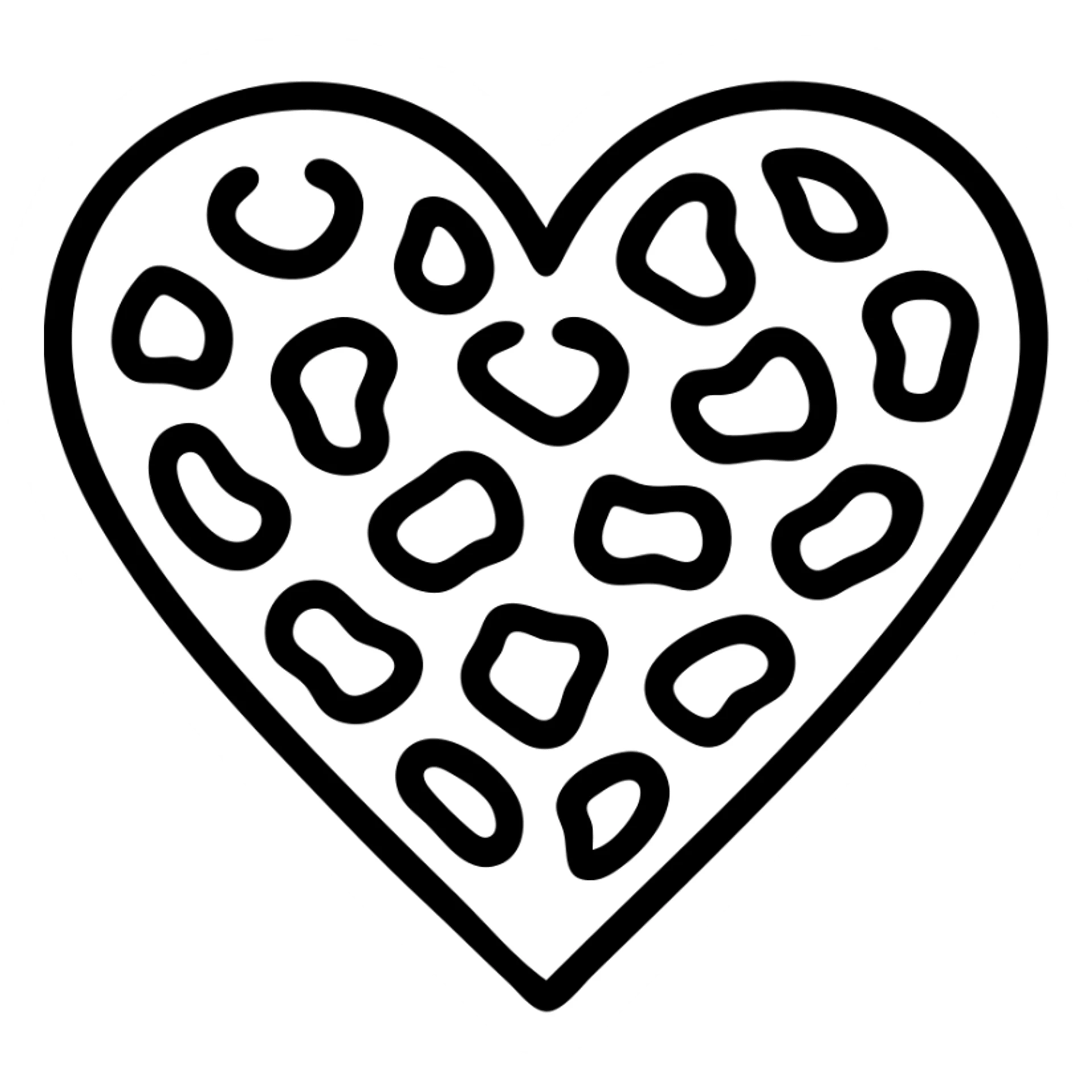 leopard pattern heart, outlined icon, simple and recognizable, limited color palette sticker