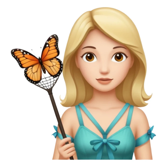 woman holding butterfly net sticker