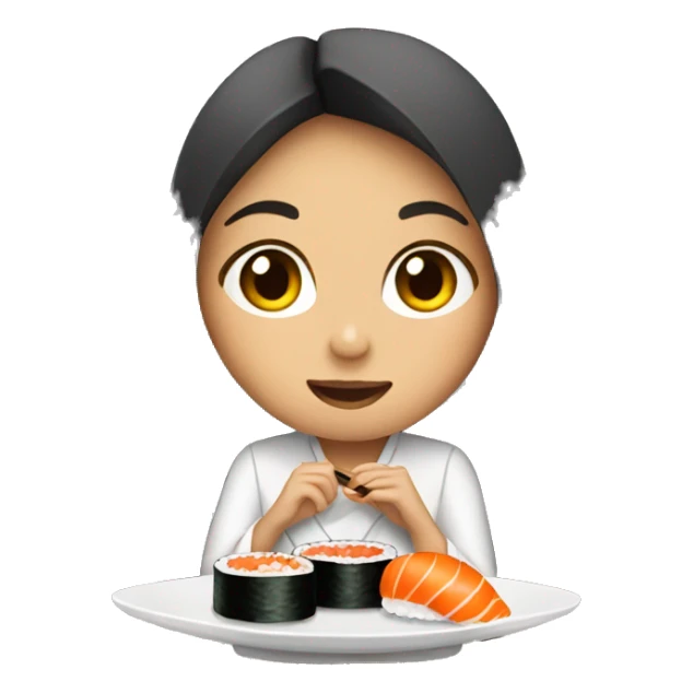 Girl eating sushi sticker
