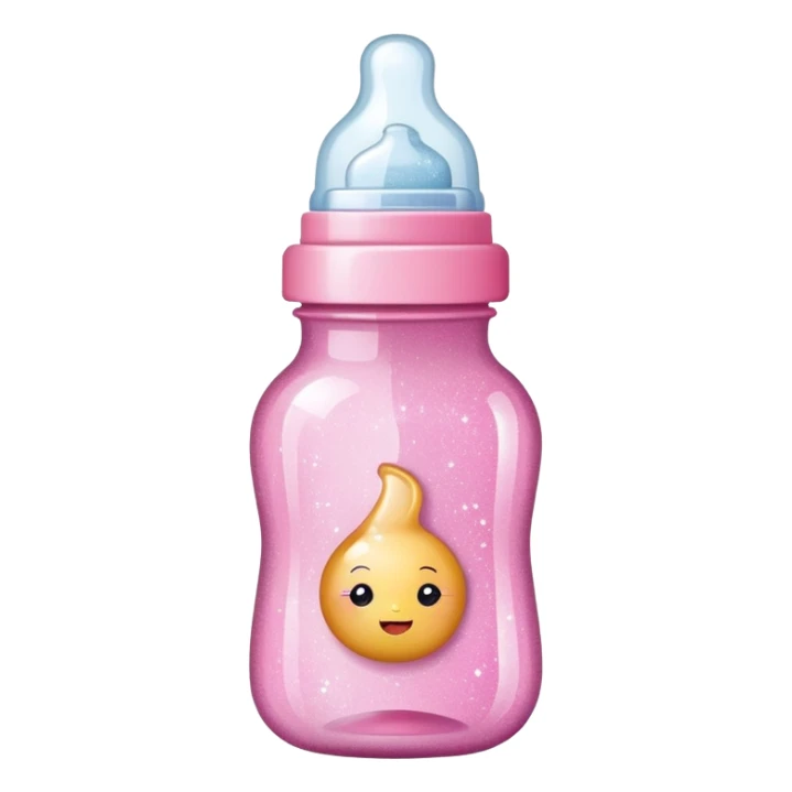 Pink baby bottle with glitter  sticker
