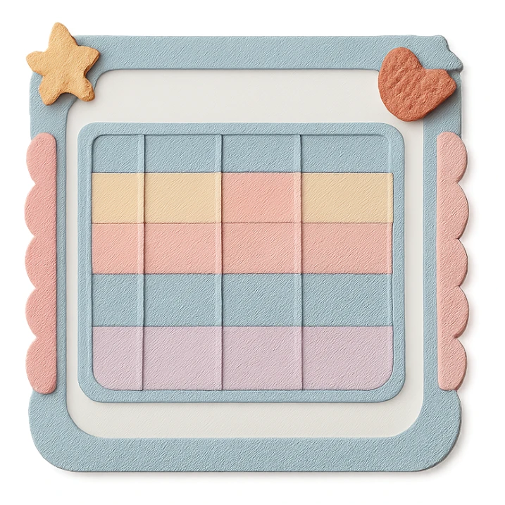 soft pastel minimal daily schedule grid with cute borders sticker