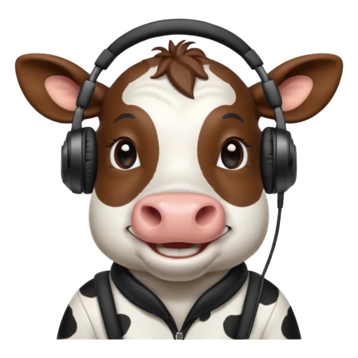 smiling cow with black headphones sticker